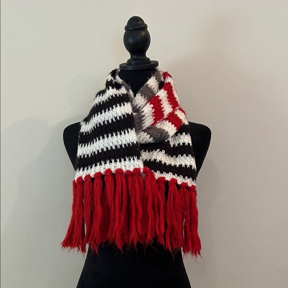 Saint John's Bay Active Red, Black, and White Striped Scarf